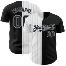 Laden Sie das Bild in den Galerie-Viewer, Custom Black White-Gray Pinstripe Authentic Split Fashion Baseball Jersey
