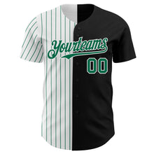 Laden Sie das Bild in den Galerie-Viewer, Custom Black White-Kelly Green Pinstripe Authentic Split Fashion Baseball Jersey
