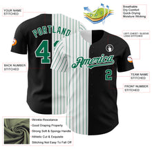 Laden Sie das Bild in den Galerie-Viewer, Custom Black White-Kelly Green Pinstripe Authentic Split Fashion Baseball Jersey
