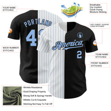 Laden Sie das Bild in den Galerie-Viewer, Custom Black White-Light Blue Pinstripe Authentic Split Fashion Baseball Jersey
