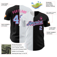 Charger l&#39;image dans la galerie, Custom Black Pink-Light Blue Pinstripe Authentic Split Fashion Baseball Jersey
