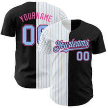 Charger l&#39;image dans la galerie, Custom Black Pink-Light Blue Pinstripe Authentic Split Fashion Baseball Jersey
