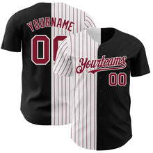 Laden Sie das Bild in den Galerie-Viewer, Custom Black White-Crimson Pinstripe Authentic Split Fashion Baseball Jersey
