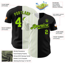 Laden Sie das Bild in den Galerie-Viewer, Custom Black White-Neon Green Pinstripe Authentic Split Fashion Baseball Jersey
