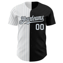 Charger l&#39;image dans la galerie, Custom Black White-Silver Pinstripe Authentic Split Fashion Baseball Jersey
