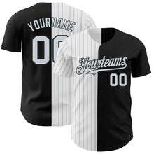 Charger l&#39;image dans la galerie, Custom Black White-Silver Pinstripe Authentic Split Fashion Baseball Jersey
