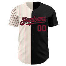 Laden Sie das Bild in den Galerie-Viewer, Custom Black Cream-Crimson Pinstripe Authentic Split Fashion Baseball Jersey
