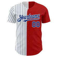 Load image into Gallery viewer, Custom Red White-Royal Pinstripe Authentic Split Fashion Baseball Jersey
