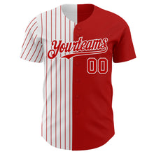 Laden Sie das Bild in den Galerie-Viewer, Custom Red White-Red Pinstripe Authentic Split Fashion Baseball Jersey
