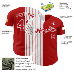 Custom Red White-Red Pinstripe Authentic Split Fashion Baseball Jersey