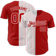 Laden Sie das Bild in den Galerie-Viewer, Custom Red White-Red Pinstripe Authentic Split Fashion Baseball Jersey
