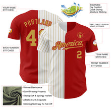 Laden Sie das Bild in den Galerie-Viewer, Custom Red White-Old Gold Pinstripe Authentic Split Fashion Baseball Jersey
