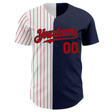 Загрузить изображение в средство просмотра галереи, Custom Navy White-Red Pinstripe Authentic Split Fashion Baseball Jersey
