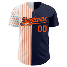 Charger l&#39;image dans la galerie, Custom Navy White-Orange Pinstripe Authentic Split Fashion Baseball Jersey
