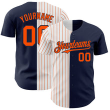 Charger l&#39;image dans la galerie, Custom Navy White-Orange Pinstripe Authentic Split Fashion Baseball Jersey
