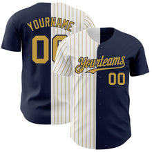 Charger l&#39;image dans la galerie, Custom Navy White-Old Gold Pinstripe Authentic Split Fashion Baseball Jersey
