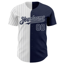 Charger l&#39;image dans la galerie, Custom Navy White-Gray Pinstripe Authentic Split Fashion Baseball Jersey
