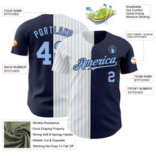 Load image into Gallery viewer, Custom Navy White-Light Blue Pinstripe Authentic Split Fashion Baseball Jersey
