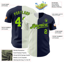 Load image into Gallery viewer, Custom Navy White-Neon Green Pinstripe Authentic Split Fashion Baseball Jersey
