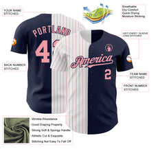 Charger l&#39;image dans la galerie, Custom Navy White-Medium Pink Pinstripe Authentic Split Fashion Baseball Jersey
