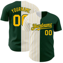 Load image into Gallery viewer, Custom Green White-Gold Pinstripe Authentic Split Fashion Baseball Jersey
