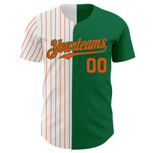 Load image into Gallery viewer, Custom Kelly Green White-Orange Pinstripe Authentic Split Fashion Baseball Jersey
