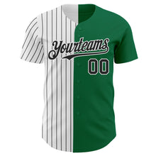 Load image into Gallery viewer, Custom Kelly Green White-Black Pinstripe Authentic Split Fashion Baseball Jersey
