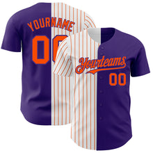 Load image into Gallery viewer, Custom Purple White-Orange Pinstripe Authentic Split Fashion Baseball Jersey
