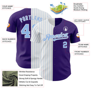 Custom Purple White-Light Blue Pinstripe Authentic Split Fashion Baseball Jersey