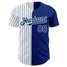 Load image into Gallery viewer, Custom Royal White-Royal Pinstripe Authentic Split Fashion Baseball Jersey
