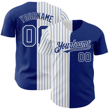 Load image into Gallery viewer, Custom Royal White-Royal Pinstripe Authentic Split Fashion Baseball Jersey
