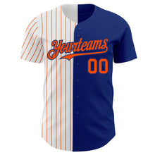 Load image into Gallery viewer, Custom Royal White-Orange Pinstripe Authentic Split Fashion Baseball Jersey
