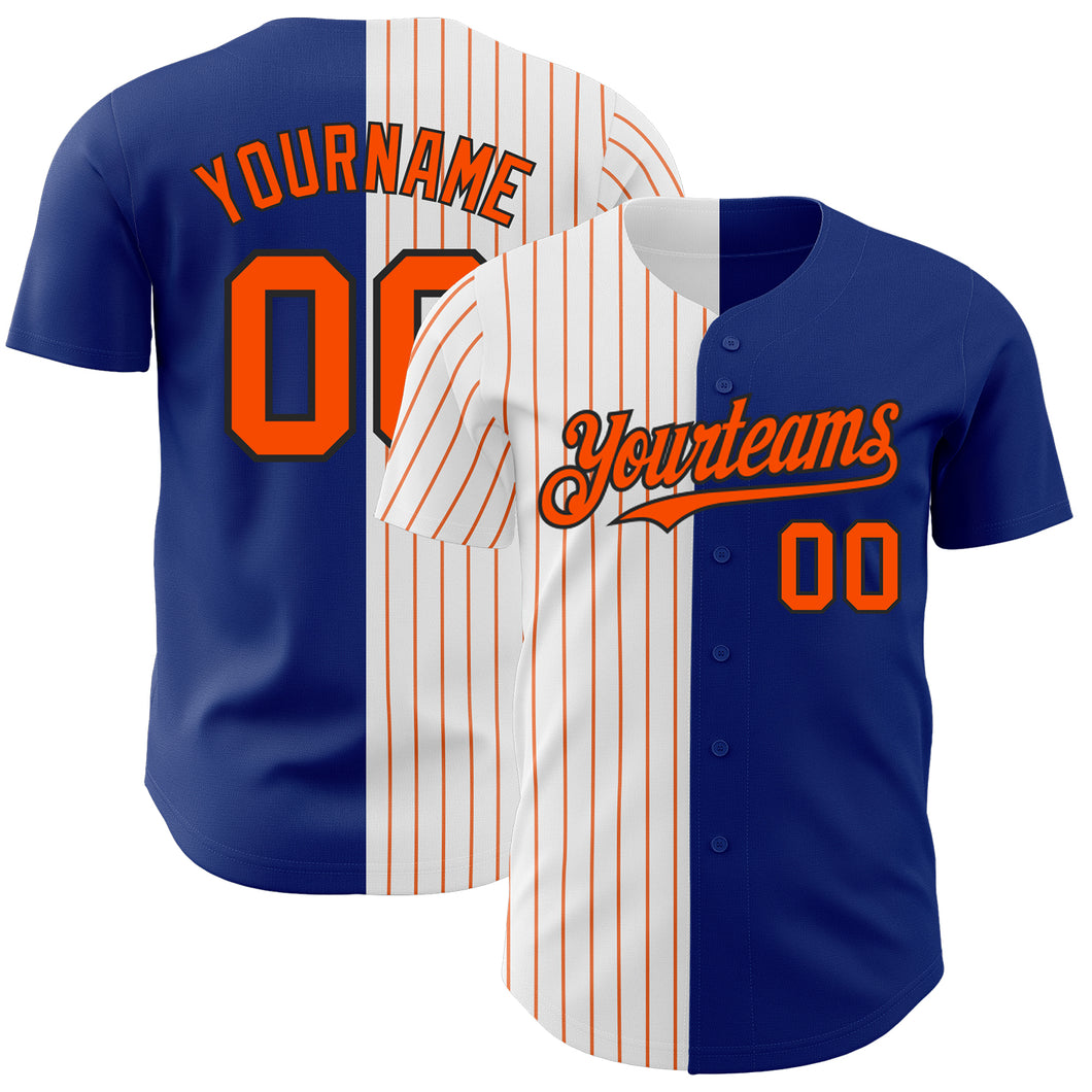 Custom Royal Black-Orange Pinstripe Authentic Split Fashion Baseball Jersey