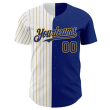 Charger l&#39;image dans la galerie, Custom Royal White-Old Gold Pinstripe Authentic Split Fashion Baseball Jersey
