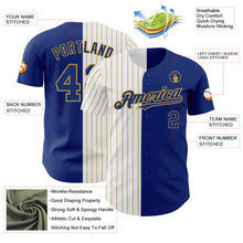 Charger l&#39;image dans la galerie, Custom Royal White-Old Gold Pinstripe Authentic Split Fashion Baseball Jersey
