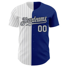 Load image into Gallery viewer, Custom Royal Black-Gray Pinstripe Authentic Split Fashion Baseball Jersey
