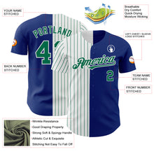 Load image into Gallery viewer, Custom Royal White-Kelly Green Pinstripe Authentic Split Fashion Baseball Jersey
