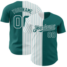 Load image into Gallery viewer, Custom Teal White-Teal Pinstripe Authentic Split Fashion Baseball Jersey
