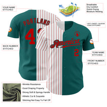 Charger l&#39;image dans la galerie, Custom Teal White-Red Pinstripe Authentic Split Fashion Baseball Jersey
