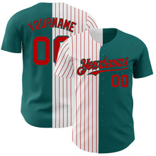 Charger l&#39;image dans la galerie, Custom Teal White-Red Pinstripe Authentic Split Fashion Baseball Jersey
