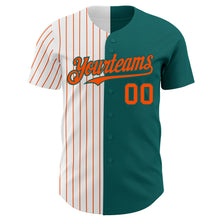 Charger l&#39;image dans la galerie, Custom Teal White-Orange Pinstripe Authentic Split Fashion Baseball Jersey
