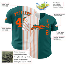 Charger l&#39;image dans la galerie, Custom Teal White-Orange Pinstripe Authentic Split Fashion Baseball Jersey
