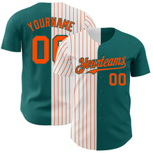 Charger l&#39;image dans la galerie, Custom Teal White-Orange Pinstripe Authentic Split Fashion Baseball Jersey
