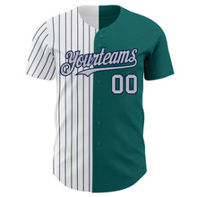 Charger l&#39;image dans la galerie, Custom Teal Gray-Navy Pinstripe Authentic Split Fashion Baseball Jersey
