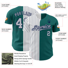 Charger l&#39;image dans la galerie, Custom Teal Gray-Navy Pinstripe Authentic Split Fashion Baseball Jersey
