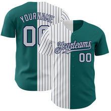 Charger l&#39;image dans la galerie, Custom Teal Gray-Navy Pinstripe Authentic Split Fashion Baseball Jersey
