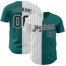 Laden Sie das Bild in den Galerie-Viewer, Custom Teal White-Black Pinstripe Authentic Split Fashion Baseball Jersey
