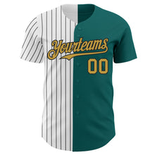 Charger l&#39;image dans la galerie, Custom Teal Old Gold-Black Pinstripe Authentic Split Fashion Baseball Jersey
