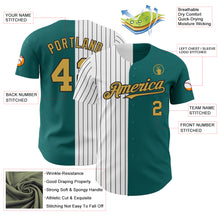 Charger l&#39;image dans la galerie, Custom Teal Old Gold-Black Pinstripe Authentic Split Fashion Baseball Jersey
