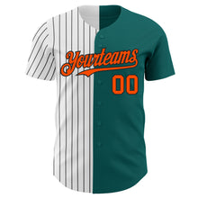 Laden Sie das Bild in den Galerie-Viewer, Custom Teal Orange-Black Pinstripe Authentic Split Fashion Baseball Jersey
